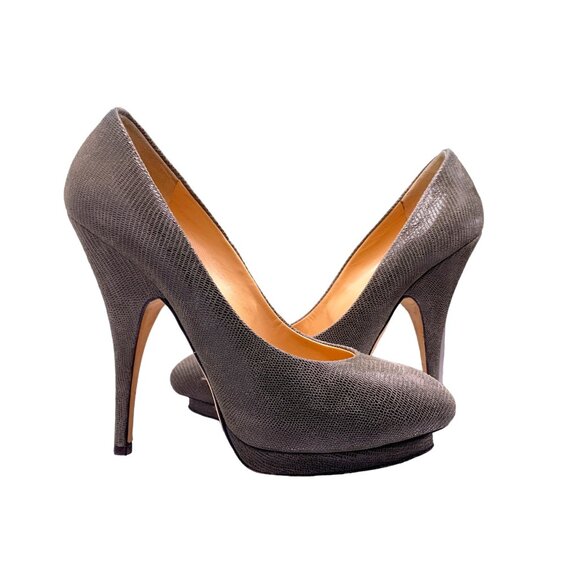 GIUSEPPE ZANOTTI Grey Snakeskin Platform Heels - Picture 3 of 8